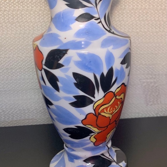 Vintage Hand Painted Made in Japan Lusterware Floral Vase.  Opalescent Rimmed - Picture 6 of 10